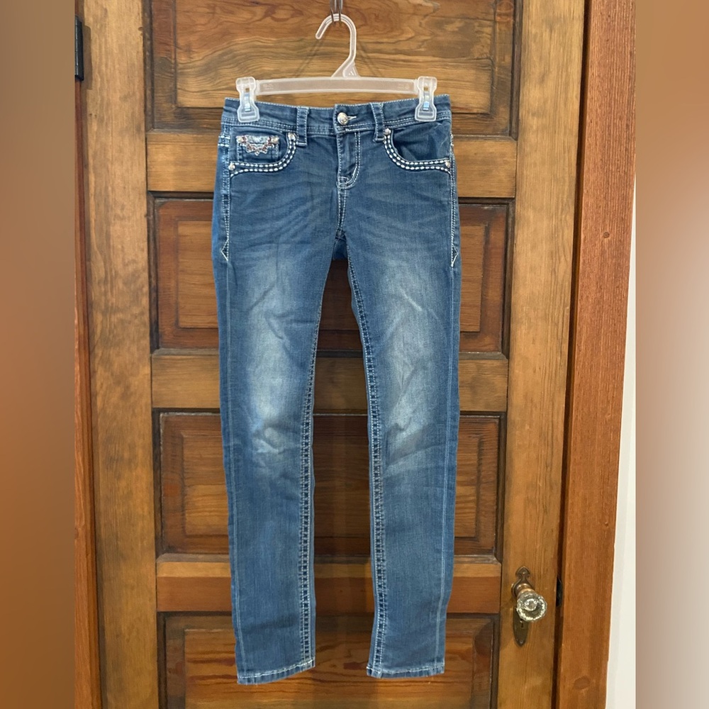 Grace in LA Blue Straight Leg Jeans with Embellished Pockets